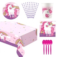 Pack para fiesta de unicornio rosa - 8 personas