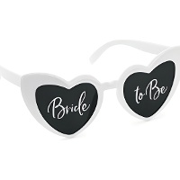 Gafas de corazón Bride to Be blancas