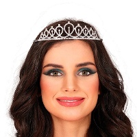 Tiara plateada de princesa metálica