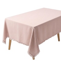 Mantel de 2,00 x 1,40 m de tela natural con flecos