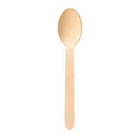 Cucharas de madera biodegradables de 15,5 cm - 8 unidades