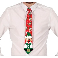 Corbata navideña divertida de elfos
