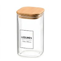 Tarro de 1,2 L de borosilicato con tapa de bambú Legumes