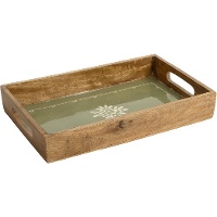 Bandeja de 41 x 26 cm hojas oliva rústica