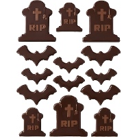 Figuras de chocolate belga de lápidas y murciélagos - 12 unidades