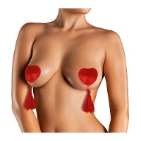 Pezoneras de corazón rojo con borlas