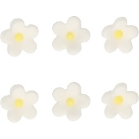 Figuras de azúcar de flor de margaritas blancas de 1,4 cm - FunCakes - 64 unidades