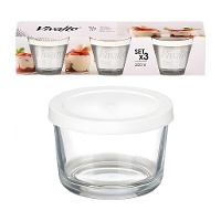 Tupper de 0,20 L de vidrio con tapa blanca - 3 unidades