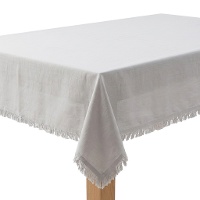 Mantel de 2,00 x 1,40 m de tela gris con flecos