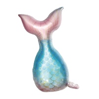 Globo de cola de sirena azul y rosa de 81 cm