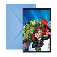 Invitaciones de los Vengadores azul - 6 unidades