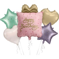 Bouquet de Happy Birthday pastel - 5 unidades