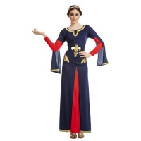 Disfraz de medieval azul y rojo para mujer