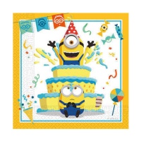 Servilletas de Los Minion tarta de 16,5 x 16,5 cm - 20 unidades