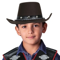 Sombrero de vaquero marrón oscuro infantil