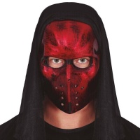 Máscara de hockey roja con capucha