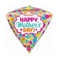 Globo orbz en forma de diamante con mensaje Happy Mothers Day de 38 x 43 cm - Anagram