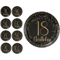 Platos Elegant Gold de números de 18 cm - 8 unidades