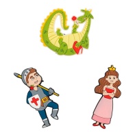 Imán de dragón, caballero y princesa - 3 unidades