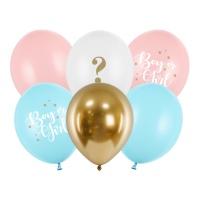 Globos de látex Boy or Girl de 30 cm - PartyDeco - 6 unidades