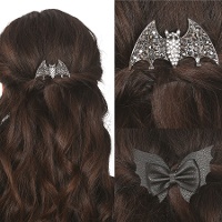 Pinzas para el pelo de murciélagos brillante y negro - 2 unidades
