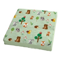 Servilletas de Animales Woodland de 16,5 x 16,5 cm - 20 unidades