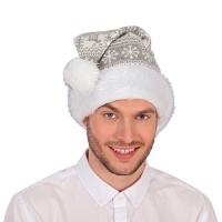 Gorro de Papá Noel gris con copos