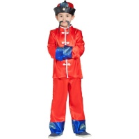 Disfraz de chino mandarín rojo y azul para niño