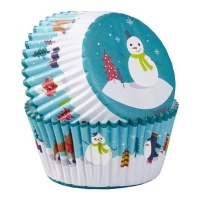 Cápsulas para cupcakes de paisaje invernal con muñeco de nieve - Wilton - 75 unidades