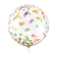 Globo orbz transparente con puntos de colores de 40 cm - PartyDeco - 1 unidad