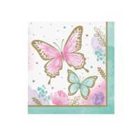 Servilletas de Butterfly Shimmer de 16,5 x 16,5 - 16 unidades