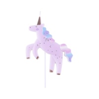 Vela de unicornio lila de 10 x 8 cm - PME - 1 unidad