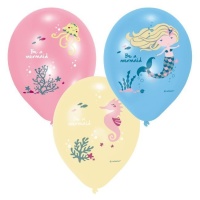 Globos de látex de Be a Mermaid de 27,5 cm - Amscan - 6 unidades