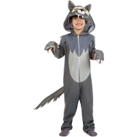 Disfraz de lobo gris con capucha y cola infantil