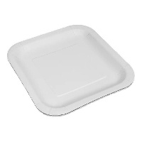 Platos de 20 cm de cartón blanco cuadrados - 25 unidades