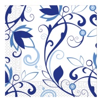 Servilletas de flores azul de 16,5 x 16,5 cm - 20 unidades