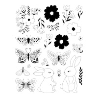 Sellos acrílicos de mariposas y flores - Artemio