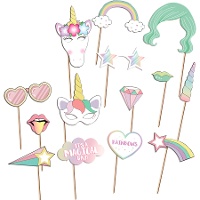 Kit para photocall de Unicornios rainbow - 14 unidades