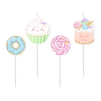 Velas de dulces en colores pastel - 4 unidades