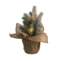 Árbol de Navidad decorativo de yute con luz de 30 cm