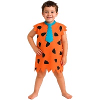 Disfraz de cavernícola naranja con corbata para niño