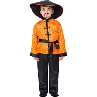 Disfraz de chino rojo y amarillo para niño