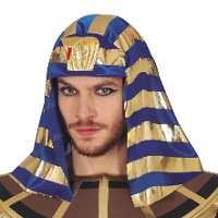 Tocado de faraón Egipcio dorado y azul
