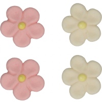 Figuras de azúcar de margaritas rosas y blancas - FunCakes - 12 unidades