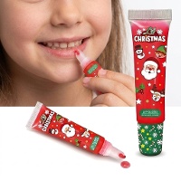 Brillo labial de fresa navideño