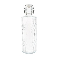 Botella de 1 L de cristal transparente tallada