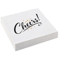 Servilletas de Cheers blancas decoradas 16,5 x 16,5 cm - 20 unidades