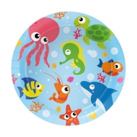 Platos de Animales Marinos de 18 cm - 8 unidades