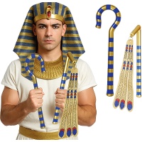 Cetro y mangual de faraón egipcio - 2 piezas