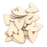 Figuras de madera de corazón alargado de 3 cm - 20 unidades